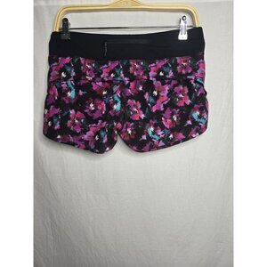 Lululemon Speed Short Mini Midnight Bloom Black Deep Fuschia Size 6